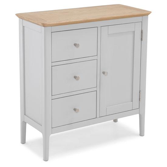 Read more about Hematic wooden storage cupboard in solid oak and grey