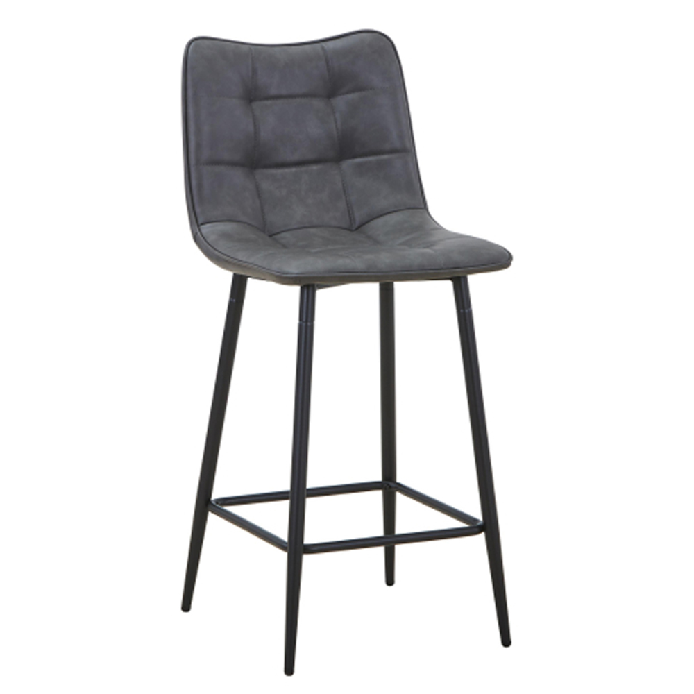 Alston Grey Leather Effect Bar Stools in Pair