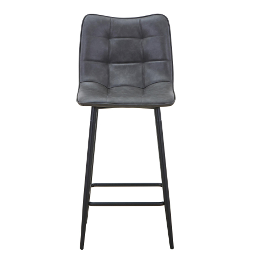 Alston Grey Leather Effect Bar Stools in Pair