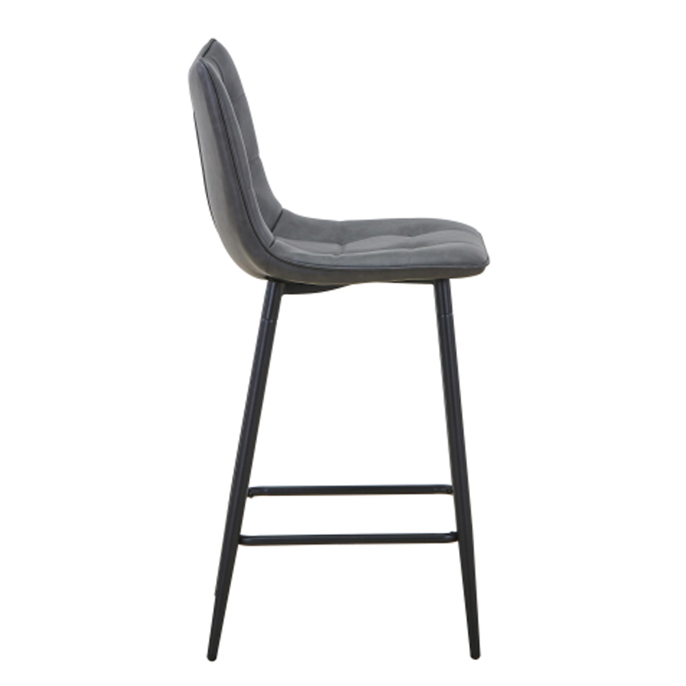 Alston Grey Leather Effect Bar Stools in Pair