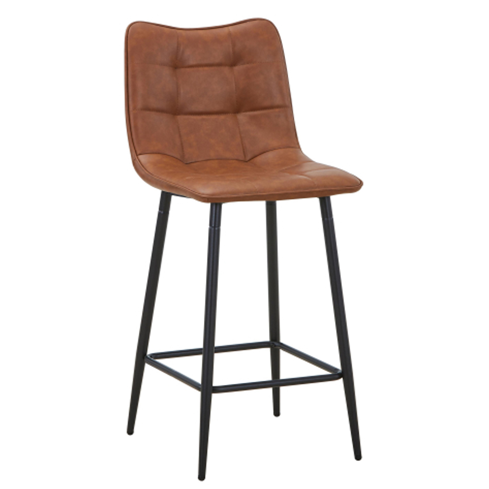 Alston Tuscan Tan Leather Effect Bar Stools in Pair