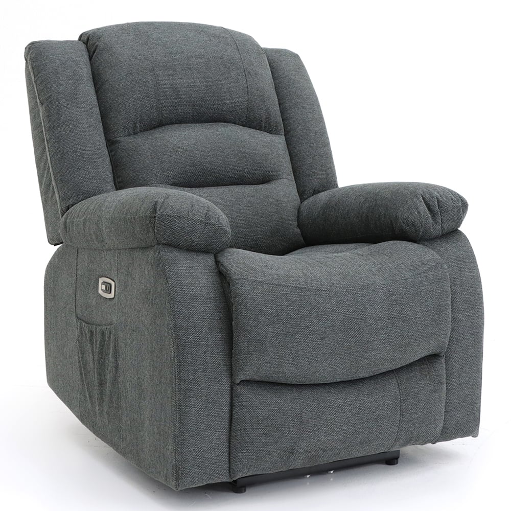 Alta Fabric Electric Recliner 1 Seater Sofa In Graphite