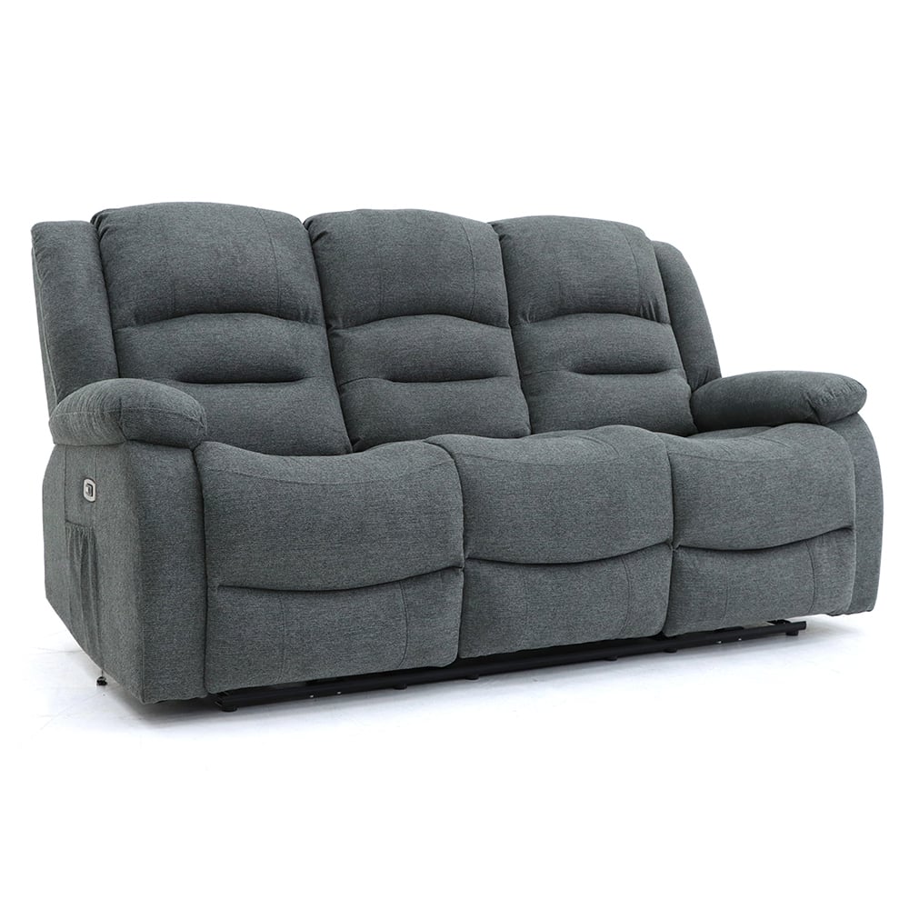 Alta Fabric Electric Recliner 3 Seater Sofa In Graphite