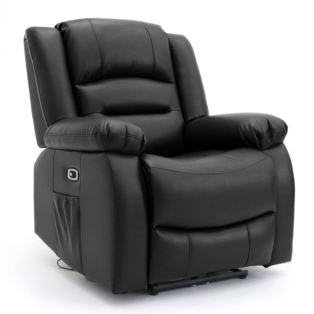 Alta Faux Leather Electric Recliner 1 Seater Sofa In Black