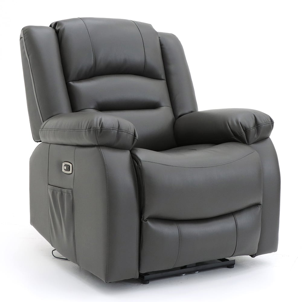 Alta Faux Leather Electric Recliner 1 Seater Sofa In Grey