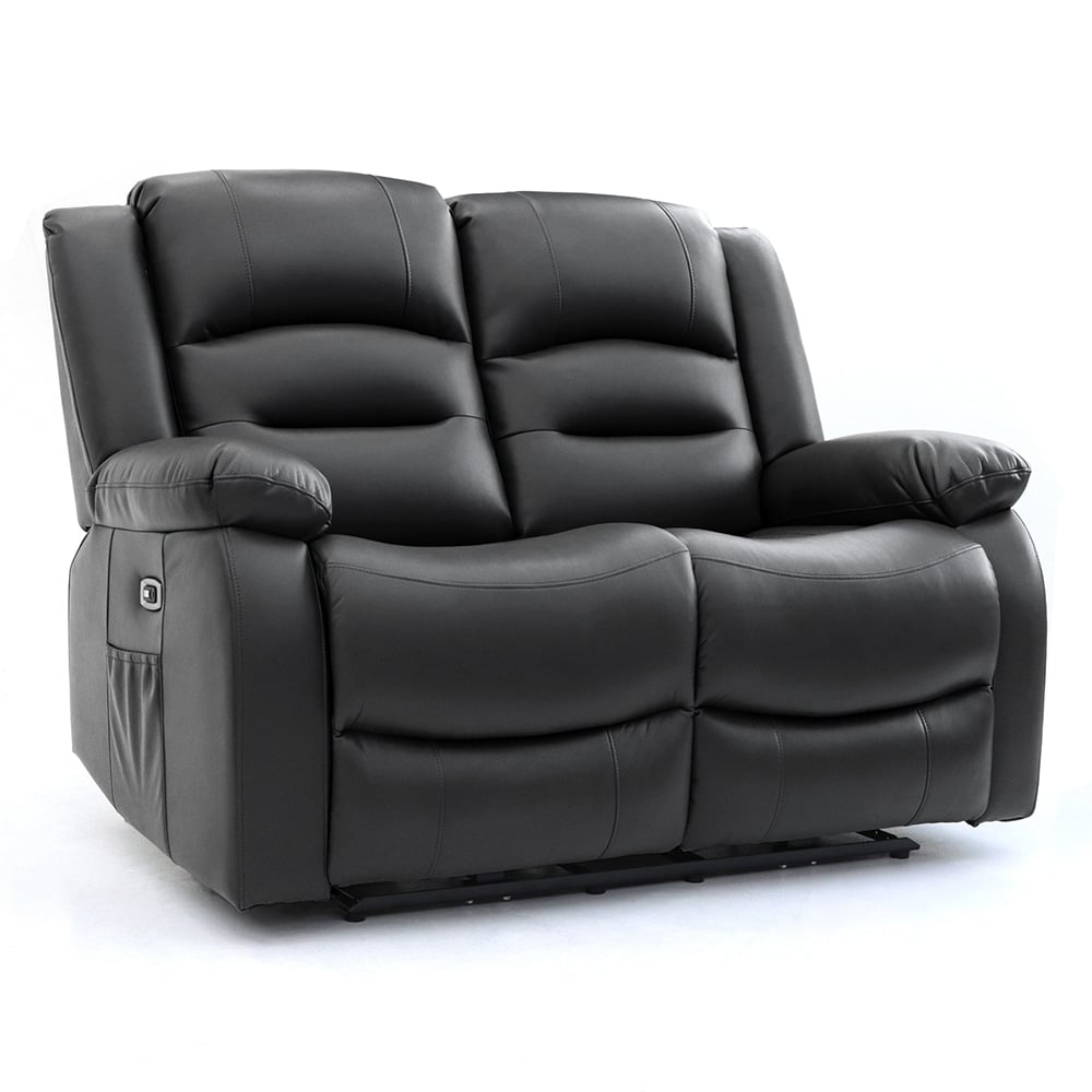 Alta Faux Leather Electric Recliner 2 Seater Sofa In Black