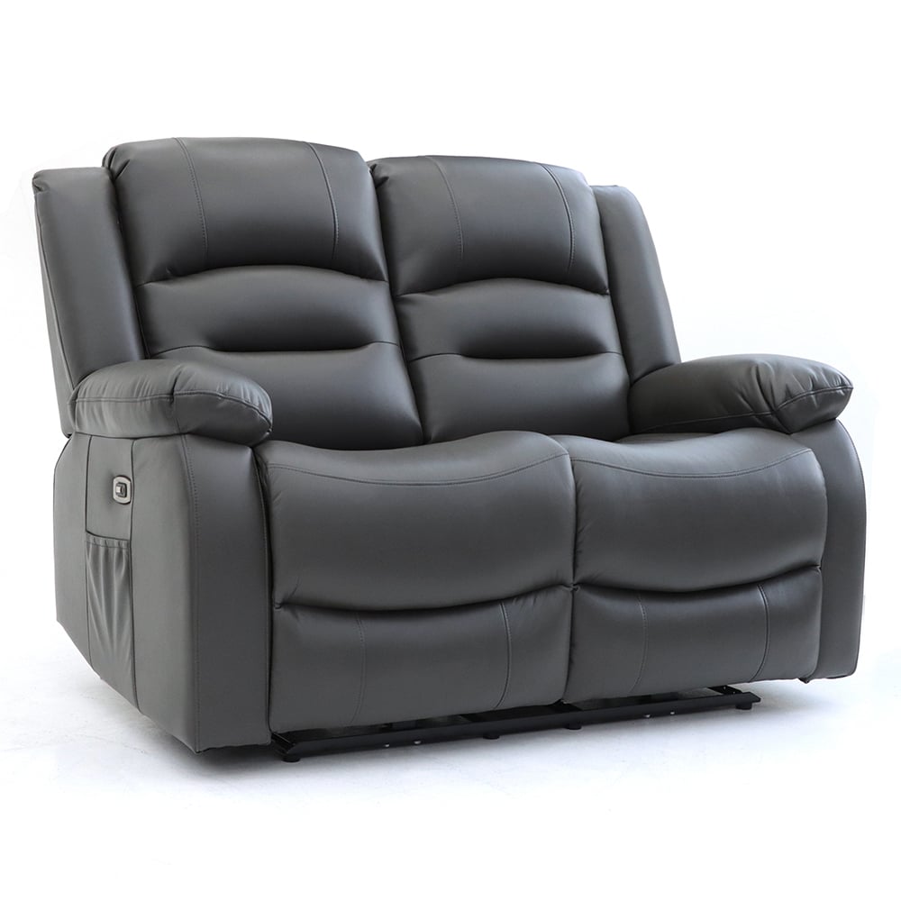 Alta Faux Leather Electric Recliner 2 Seater Sofa In Grey