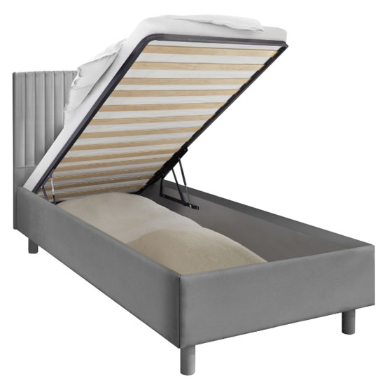 Altair Grey Fabric Small Double Bed With Stripes Headboard_2