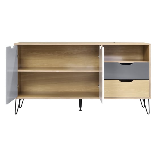 Baucom Oak Effect 2 Doors 2 Drawers Sideboard In White And Grey_4