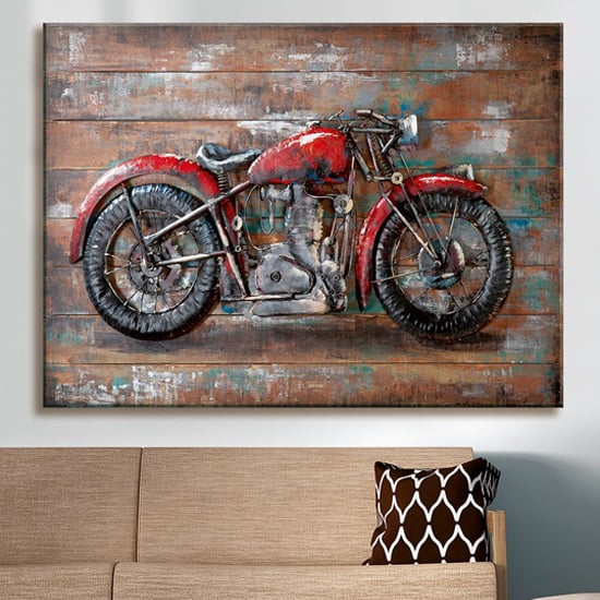 Read more about Alte liebe picture metal wall art in copper and red