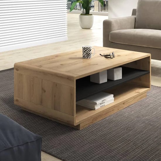 Product photograph of Altea Wooden Coffee Table In Torus Oak With Undershelf from Furniture in Fashion