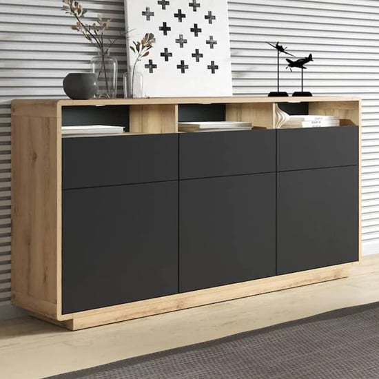 Read more about Altea wooden sideboard 3 doors 3 drawers in torus oak with led