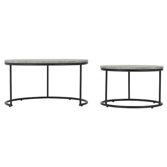 Alsip Round Wooden Set Of 2 Coffee Table In Concrete Effect_4