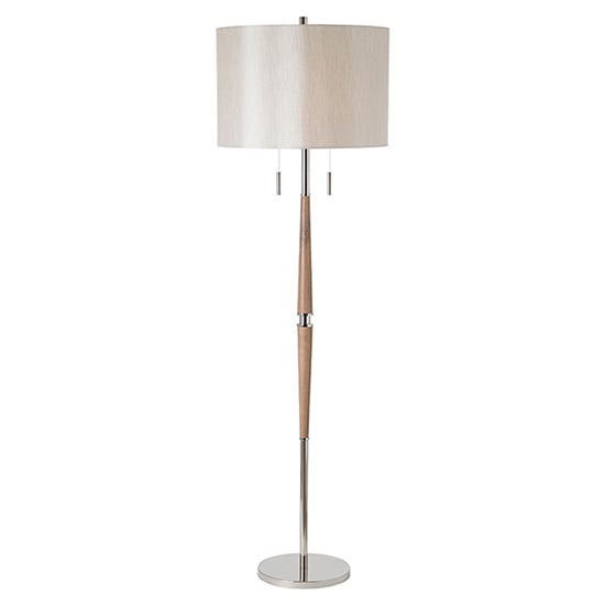 Photo of Altesse natural faux shade floor lamp in polished nickel