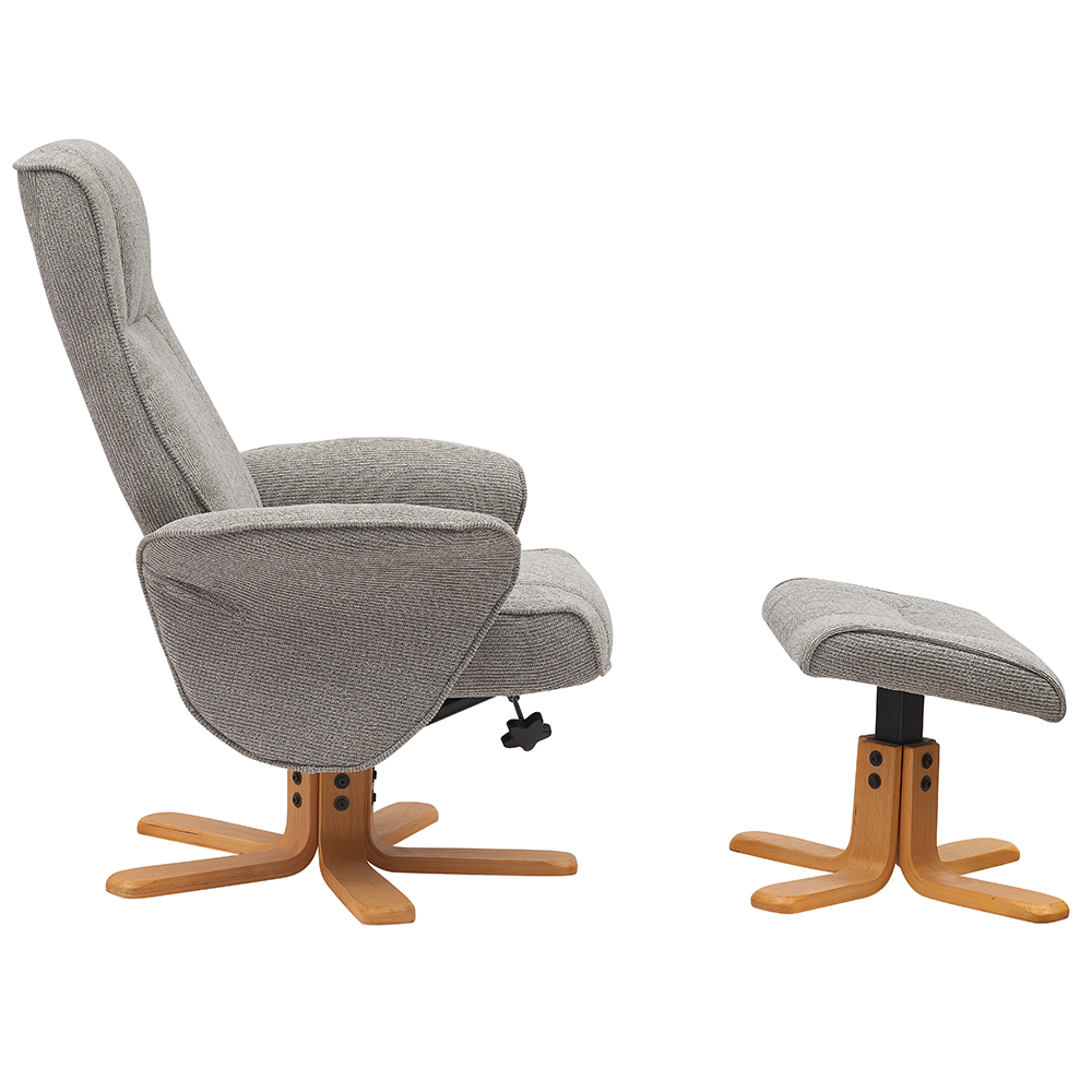 Althar Fabric Swivel Recliner Chair with Footstool in Lunar