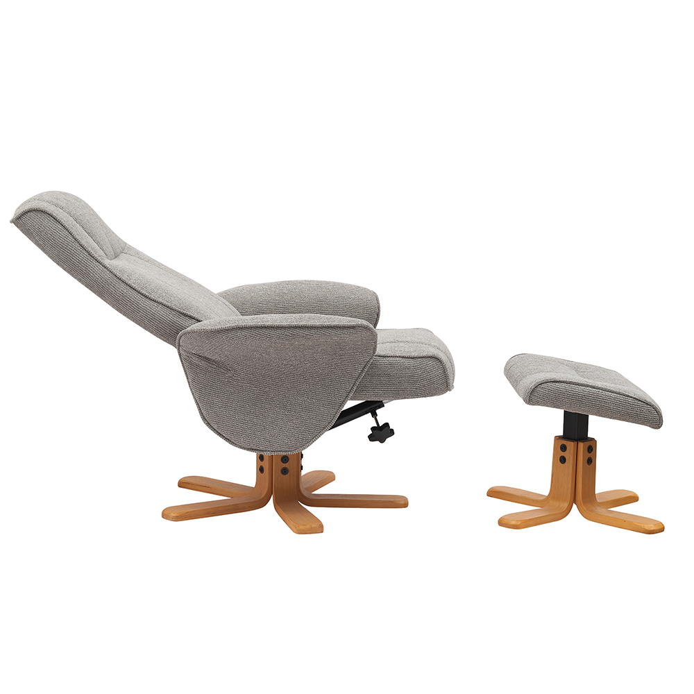 Althar Fabric Swivel Recliner Chair with Footstool in Lunar