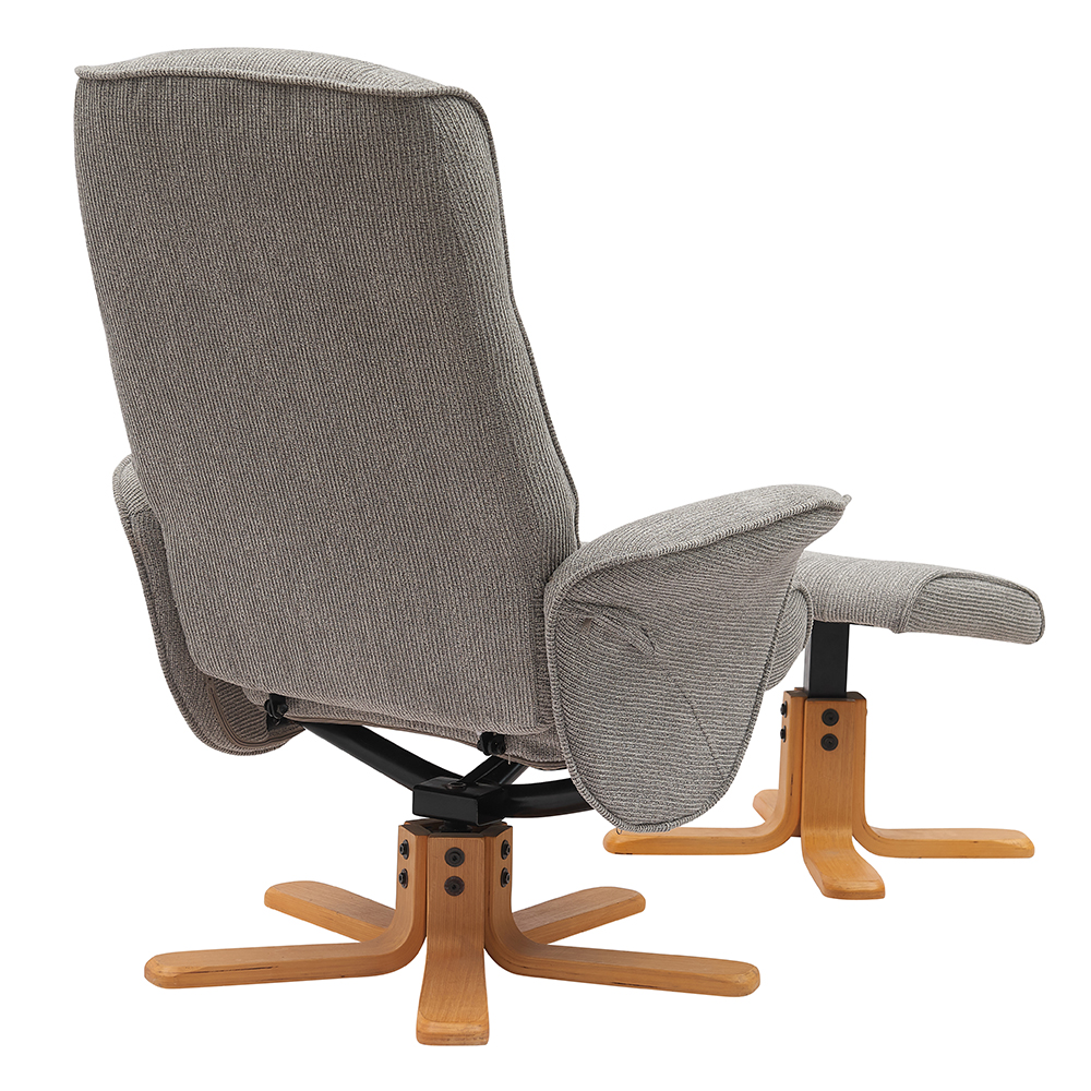 Althar Fabric Swivel Recliner Chair with Footstool in Lunar
