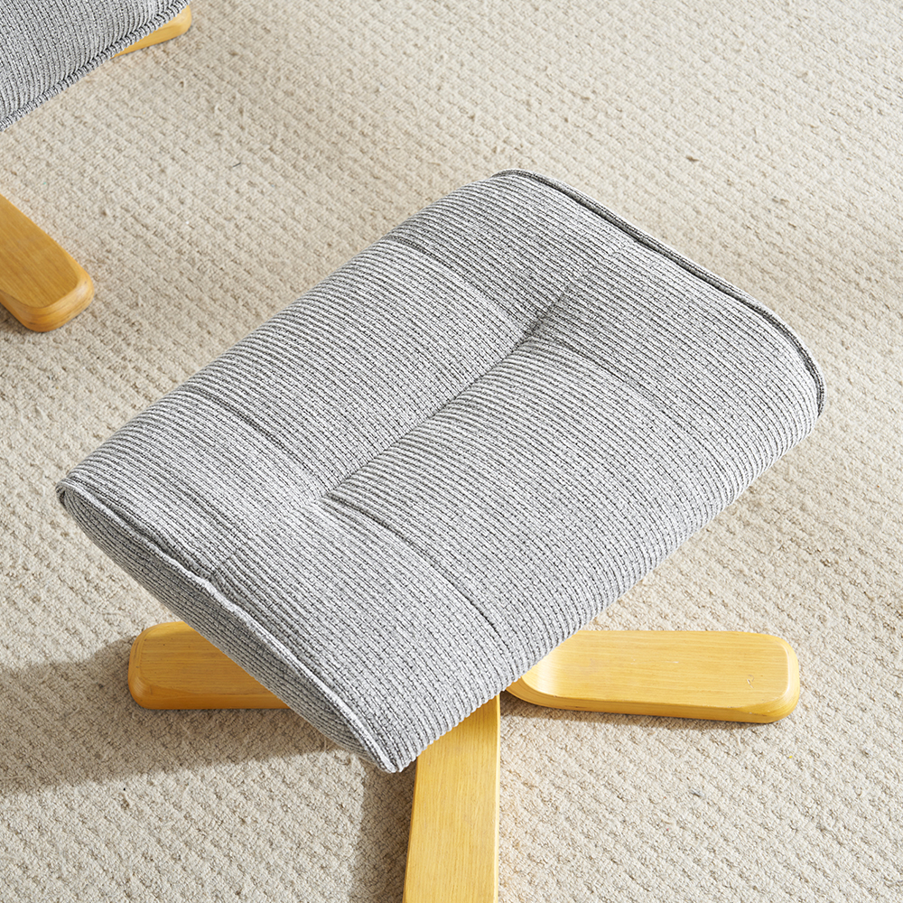 Althar Fabric Swivel Recliner Chair with Footstool in Lunar