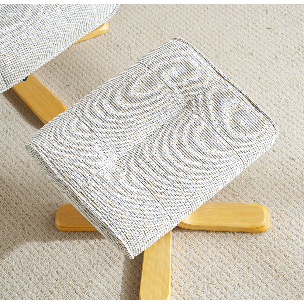 Althar Fabric Swivel Recliner Chair with Footstool in Marzipan