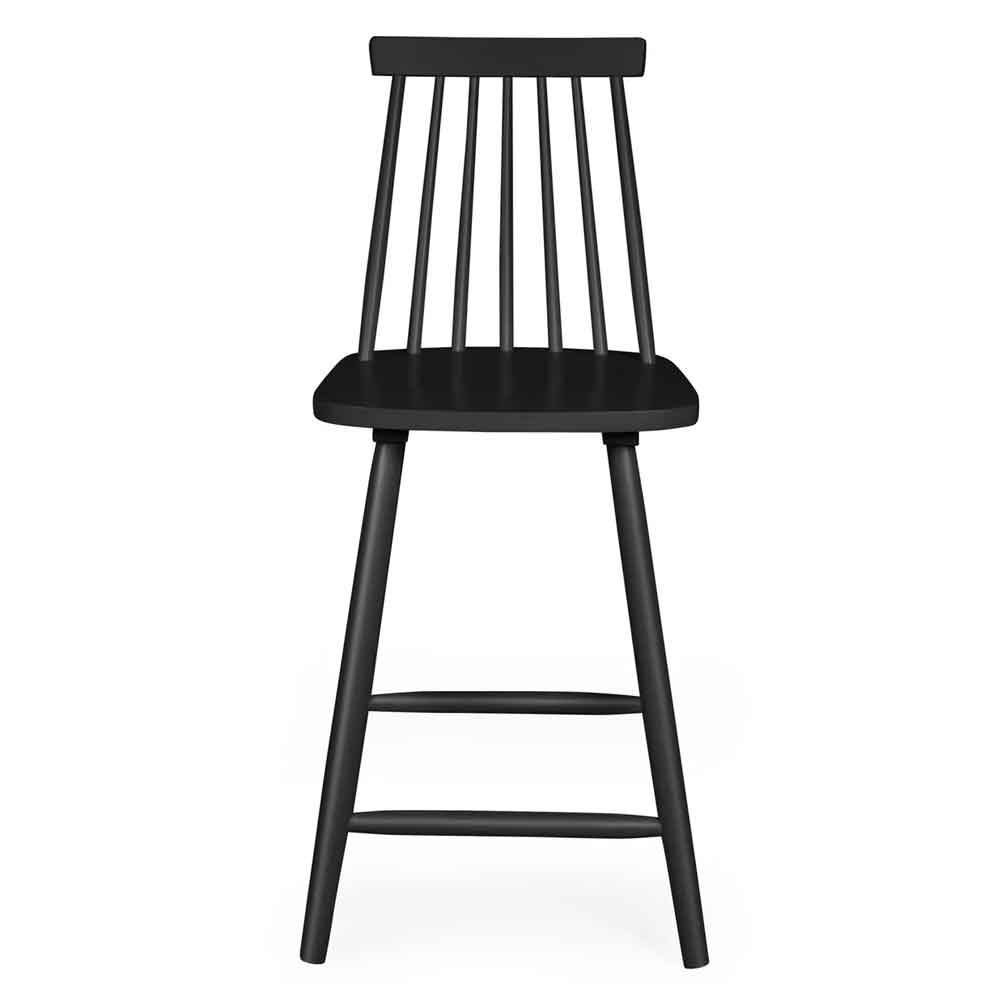 Althea Black Wooden Bar Stools in Pair