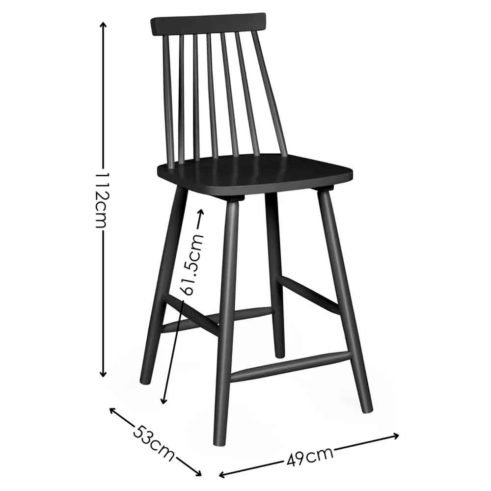 Althea Black Wooden Bar Stools in Pair