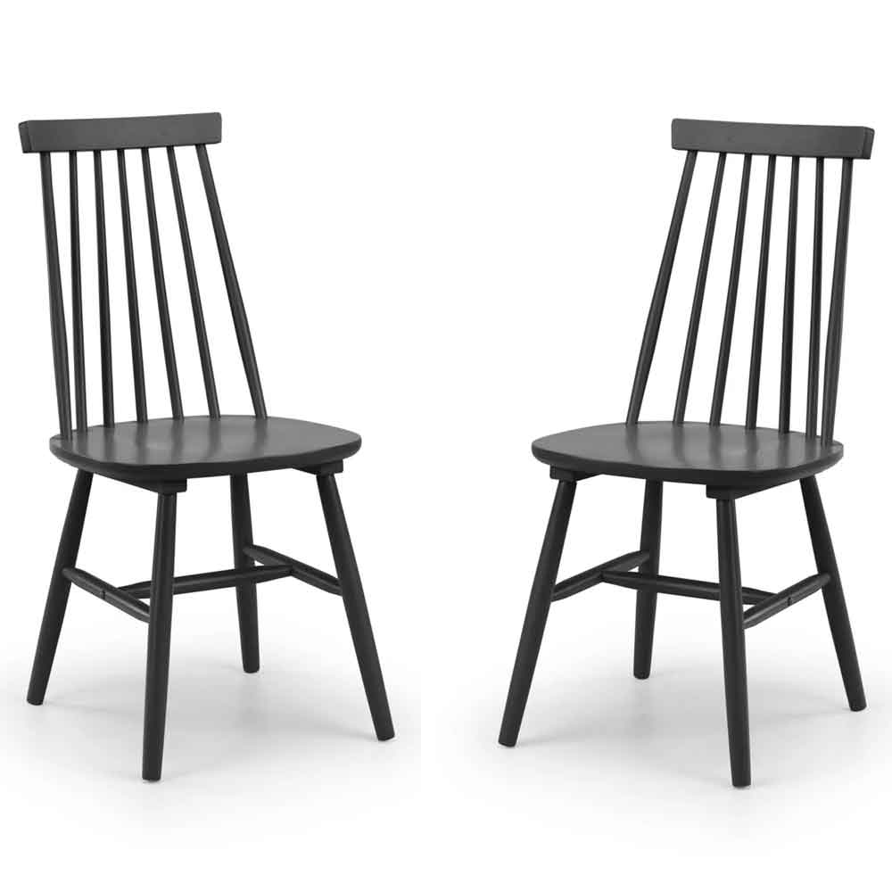 Althea Black Wooden Dining Chairs in Pair