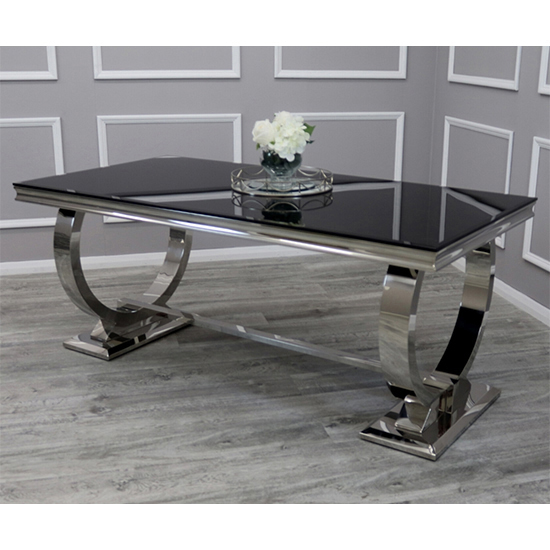 Alto Black Glass Dining Table With 8 Dessel Pink Chairs_2