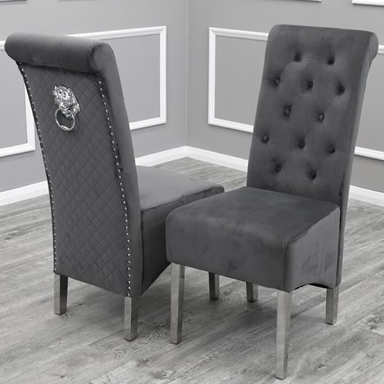 Alto Black Glass Dining Table With 8 Elmira Dark Grey Chairs_3