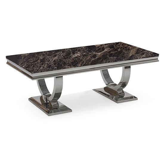 Product photograph of Alto Black Marble Coffee Table With Polished Circular Base from Furniture in Fashion