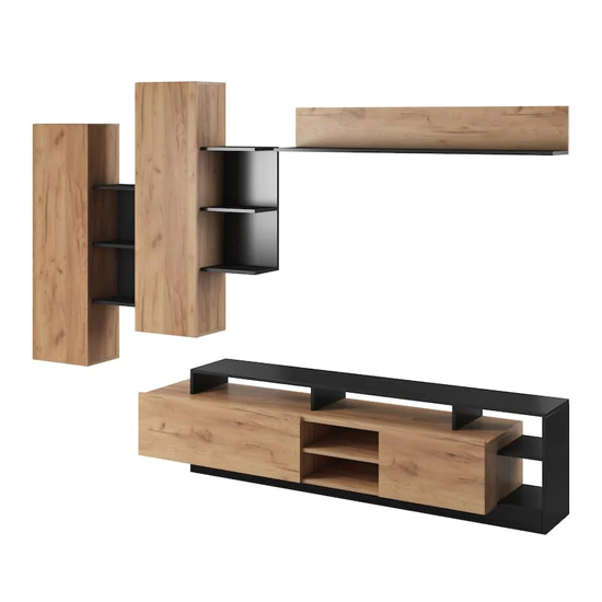 Alto Entertainment Unit In Golden Oak And Black With LED