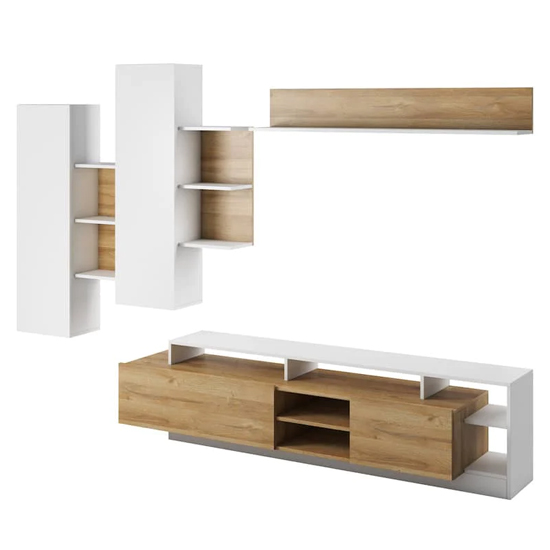 Alto Entertainment Unit In Grandson Oak And White With LED