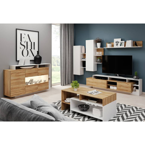 Alto Entertainment Unit In Grandson Oak And White With LED