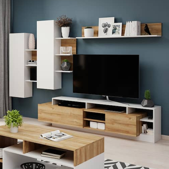 Alto Entertainment Unit In Grandson Oak And White With LED