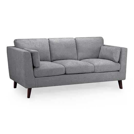 Alto Fabric 3 Seater Sofa In Grey With Wooden Legs