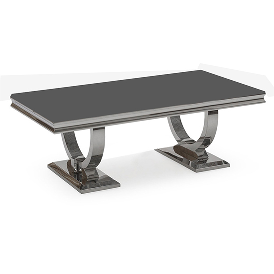 Alto Grey Glass Coffee Table With Polished Circular Base Furniture in