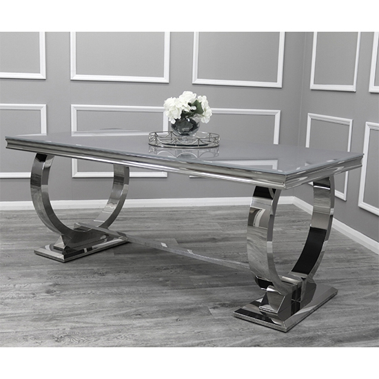 Alto Grey Glass Dining Table With 8 Benton Dark Grey Chairs_2