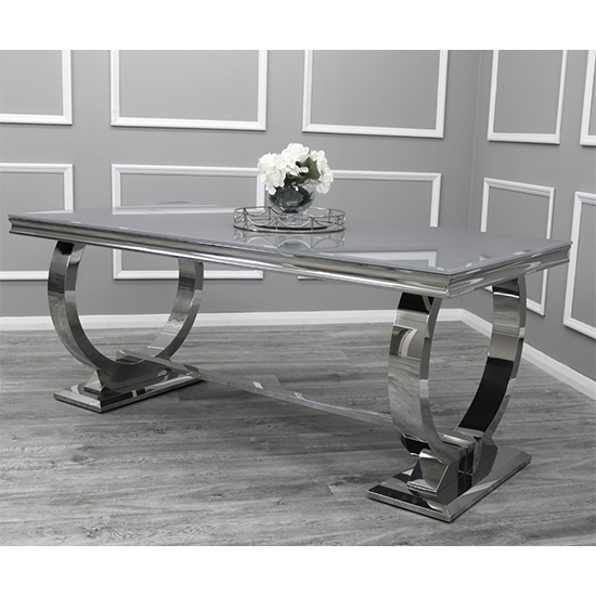 Alto Grey Glass Dining Table With 8 North Cream Chairs_2