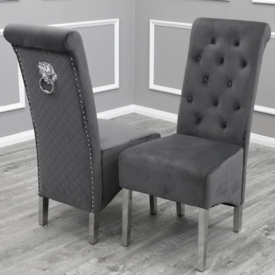 Alto Grey Glass Dining Table With 8 Elmira Dark Grey Chairs_3