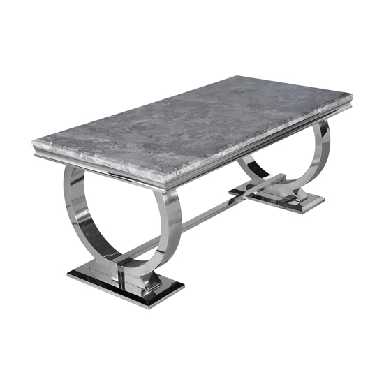 Product photograph of Alto Large Light Grey Marble Dining Table With Polished Base from Furniture in Fashion