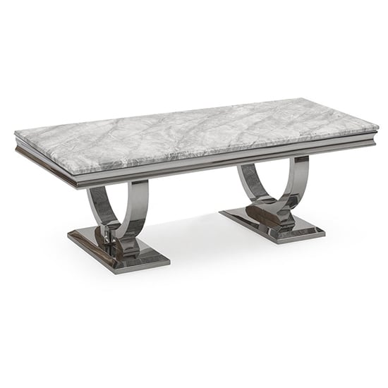 Product photograph of Alto Light Grey Marble Coffee Table With Polished Circular Base from Furniture in Fashion