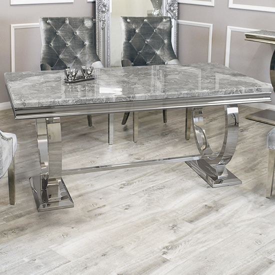 Alto Light Grey Marble Dining Table 8 Elmira Black Chairs Furniture