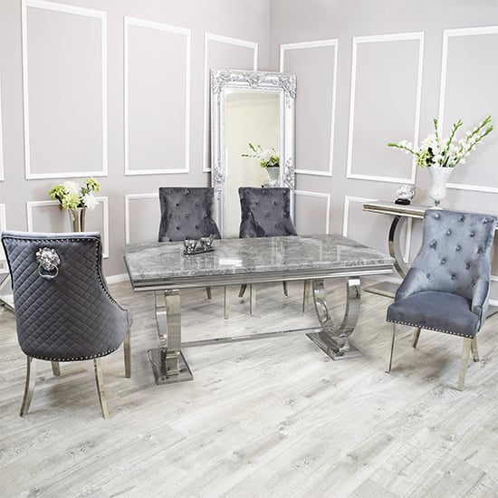 Product photograph of Alto Light Grey Marble Dining Table 8 Benton Dark Grey Chairs from Furniture in Fashion