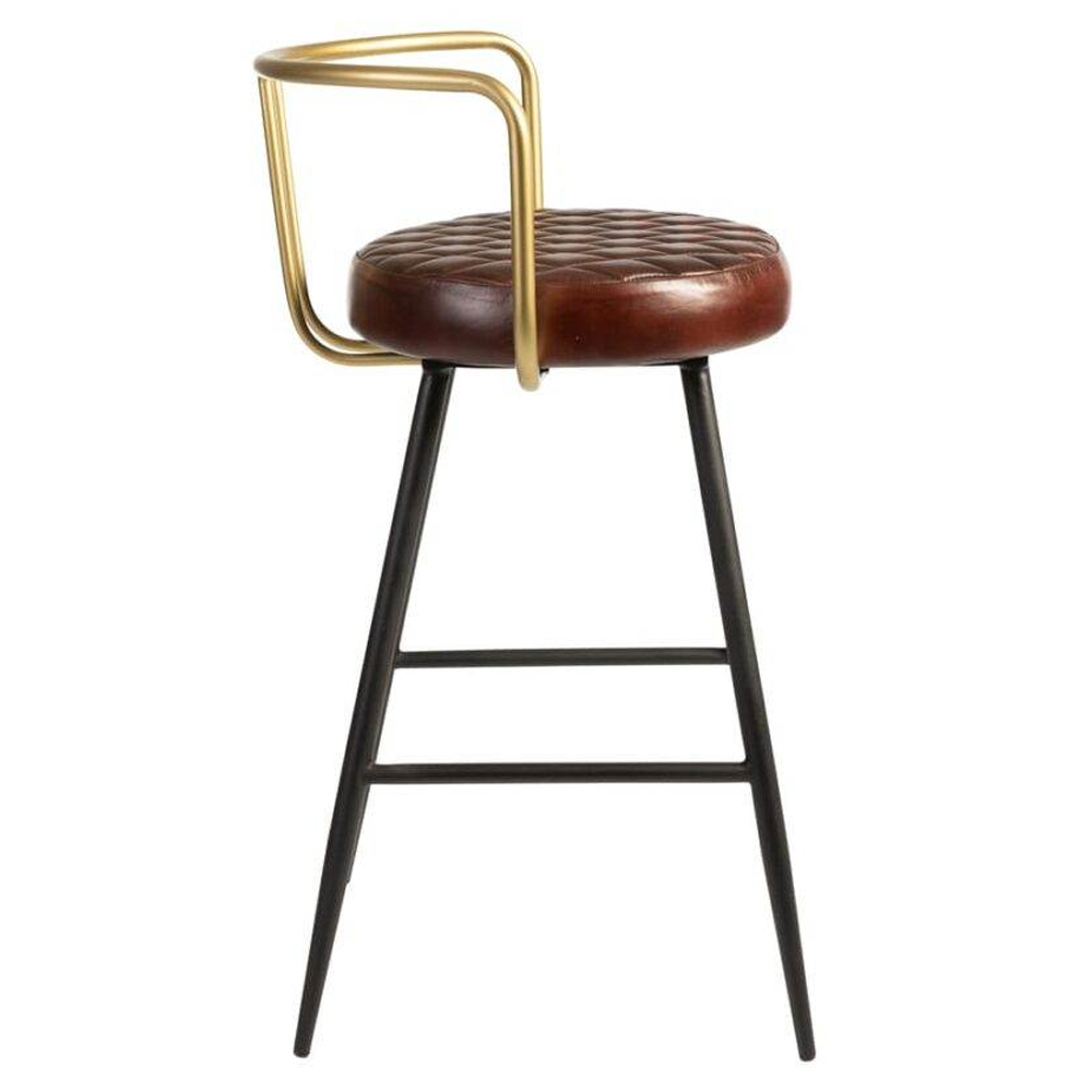 Avondale Red Leather Bar Stools With Metal Legs In Pair