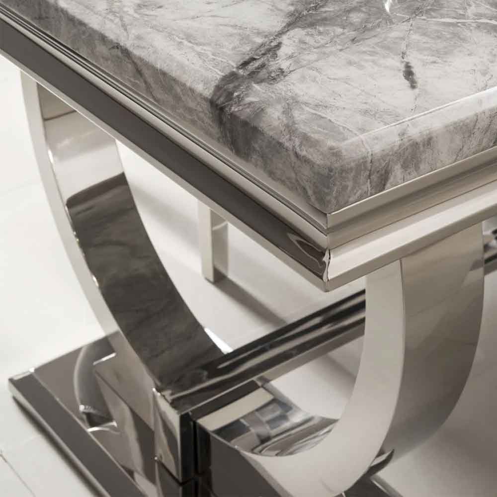 Alto Small Light Grey Marble Dining Table With Polished Base