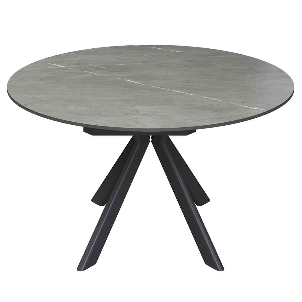 Altoen Round Ceramic Top Extending Dining Table in Matte Grey
