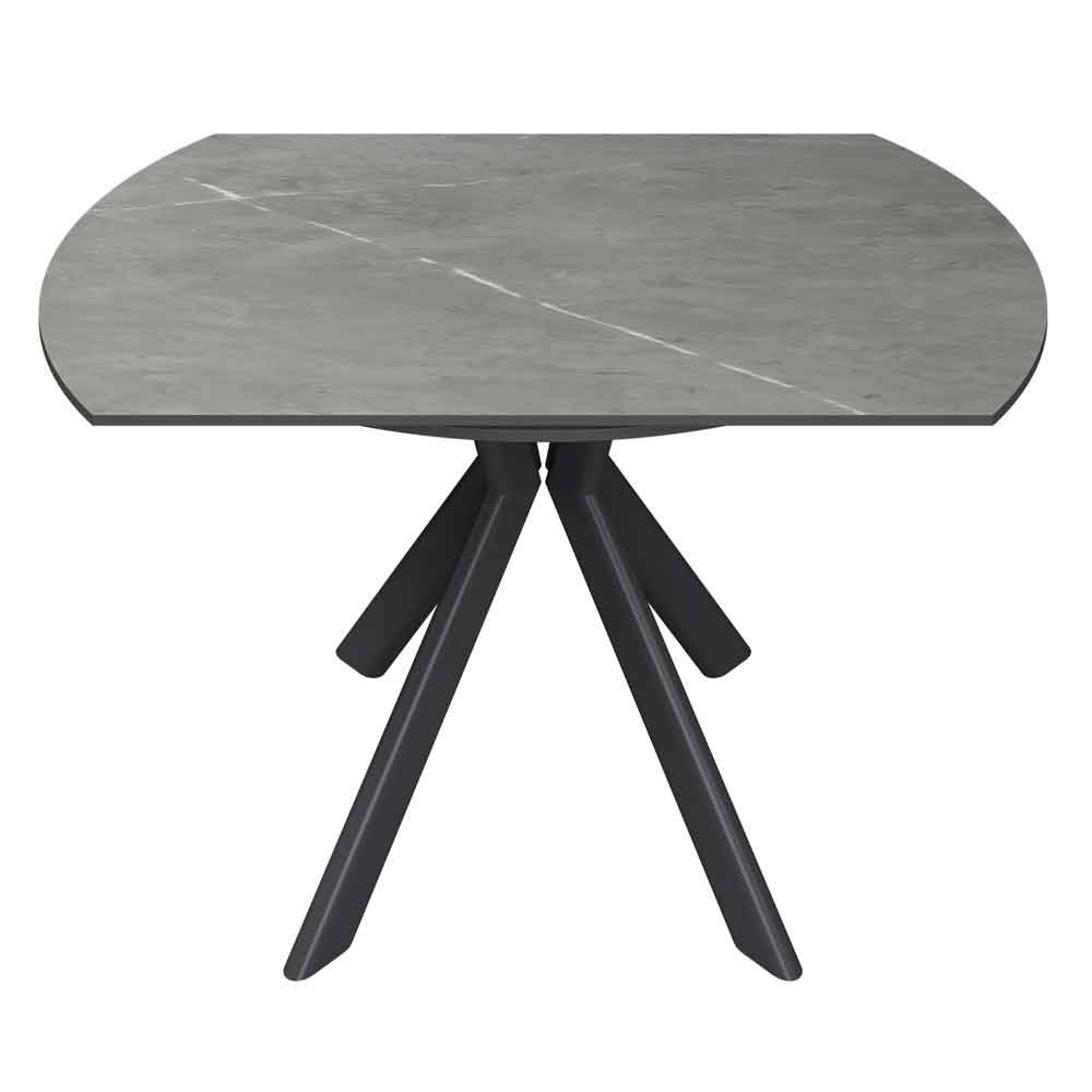 Altoen Round Ceramic Top Extending Dining Table in Matte Grey