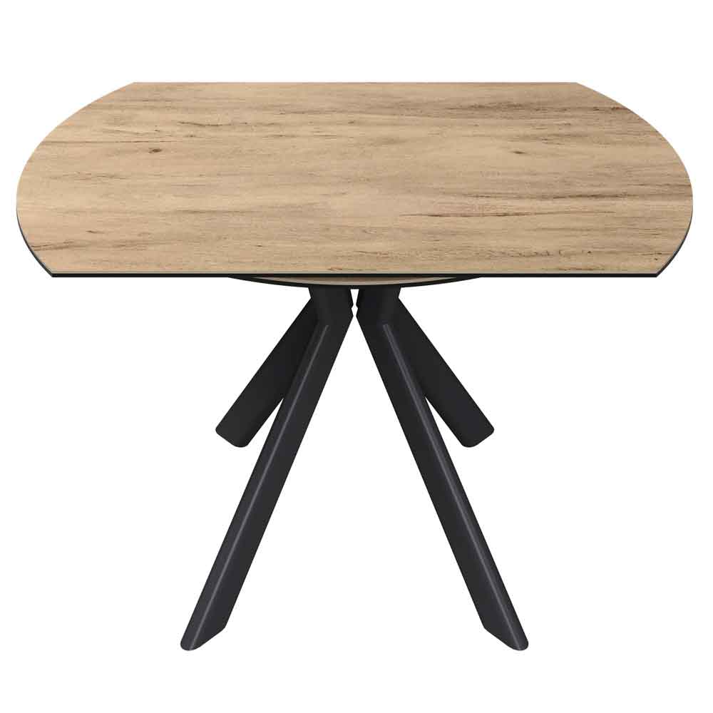 Altoen Round Ceramic Top Extending Dining Table in Oak