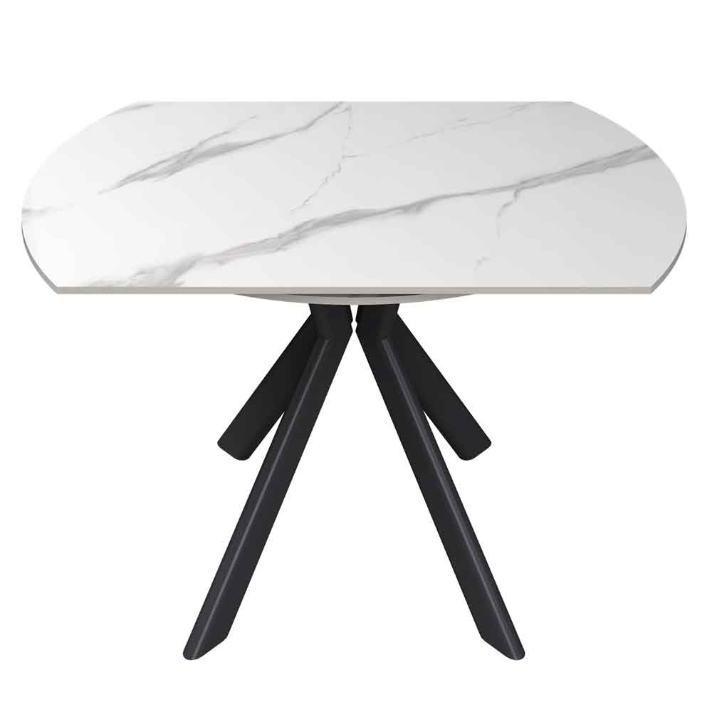 Altoen Round Ceramic Top Extending Dining Table in White Gloss