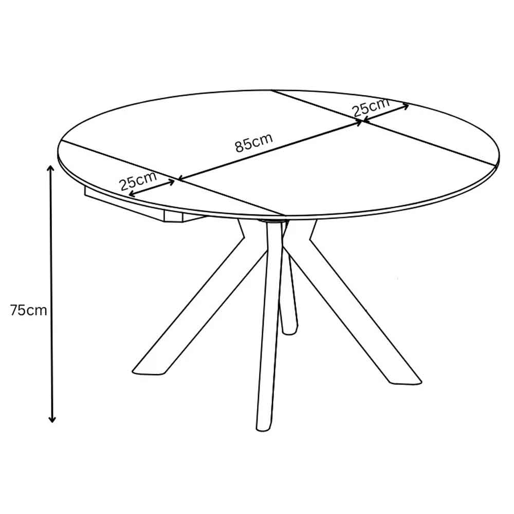 Altoen Round Ceramic Top Extending Dining Table in White Gloss