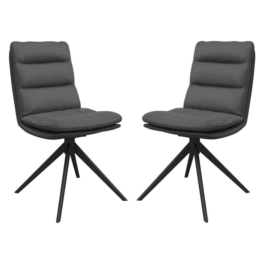 Altois Dark Grey Faux Leather Swivel Dining Chair in Pair